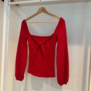 Free people red long sleeve top